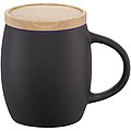 Keramický hrnček s dreveným viečkom/táckom Hearth., čierna/modrá
