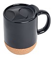 Keramický hrnček s korkovým dnom, 350ml, čierny