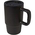 Keramický hrnček s plastovým viečkom 450ml, čierna