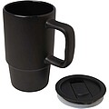 Keramický hrnček s plastovým viečkom 450ml, čierna