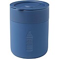 Keramický pohár so silikónovým obalom a plastovým viečkom 330ml, modrý