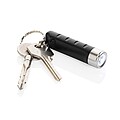 Kľúčenka s USB nabíjateľnou svietidlom Globix z RCS plastu, čierna