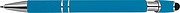 Kovové guľôčkové pero s pogumovaným povrchom a modrou náplňou, svetlomodrá