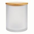 Matný sklenený hrnček s uškom a bambusovým viečkom, 330 ml