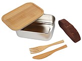 MERENDA Nerezový lunchbox s bambusovým viečkom a príborom