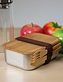 MERENDA Nerezový lunchbox s bambusovým viečkom a príborom