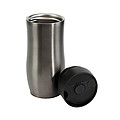 MULAZZO Nerezový termohrnček 380ml s čiernym plastovým viečkom, strieborný