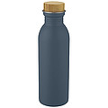 Nerezová fľaša na pitie s bambusovým viečkom, 650 ml, modrá