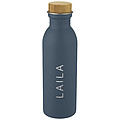 Nerezová fľaša na pitie s bambusovým viečkom, 650 ml, modrá