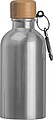 Nerezová fľaša s karabínou 400 ml, sivá