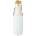 Nerezová termo fľaša, 540 ml, s bambusovým viečkom, strieborno biela