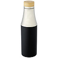 Nerezová termo fľaša, 540 ml, s bambusovým viečkom, strieborno čierna