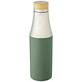 Nerezová termo fľaša, 540 ml, s bambusovým viečkom, strieborno zelená