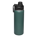 Nerezová termofľaša 600ml, s čiernym viečkom, tmavozelená