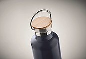 Nerezová termoska, 1l s bambusovým viečkom, tmavomodrá