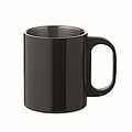 Nerezový hrnček, 300 ml, s čiernym plastovým uchom, čierny
