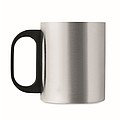 Nerezový hrnček, 300 ml, s čiernym plastovým uchom, strieborný