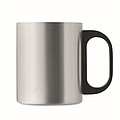 Nerezový hrnček, 300 ml, s čiernym plastovým uchom, strieborný