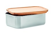 Nerezový lunchbox s bambusovým viečkom a príbormi, 600 ml