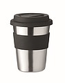 Nerezový pohárik so silikónovým úchopom, objem 350ml, čierna