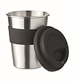 Nerezový pohárik so silikónovým úchopom, objem 350ml, čierna