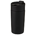 Nerezový termohrnček s medenou izoláciou 330ml, s plastovým viečkom, čierny