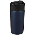 Nerezový termohrnček s medenou izoláciou 330ml, s plastovým viečkom, modrý
