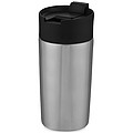 Nerezový termohrnček s medenou izoláciou 330ml, s plastovým viečkom, strieborný