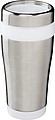 Nerezový termohrnček s plastovým vnútrom, objem 470 ml, biela/strieborná