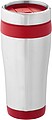Nerezový termohrnček s plastovým vnútrom, objem 470 ml, strieborná/červená