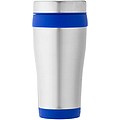 Nerezový termohrnček s plastovým vnútrom, objem 470 ml, strieborná/kráľovská modrá