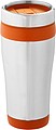 Nerezový termohrnček s plastovým vnútrom, objem 470 ml, strieborná/oranžová