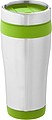 Nerezový termohrnček s plastovým vnútrom, objem 470 ml, strieborná/stredne zelená