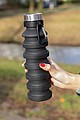 Nespretoková silikónová skladacia fľaša, čierna