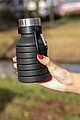 Nespretoková silikónová skladacia fľaša, čierna