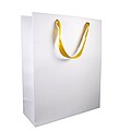 Papierová taška 40x13x32 cm, matná laminácia, zlaté saténové uši