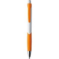 Pero s modrou náplňou, farebným gumovým úchopom a klipom, oranžové