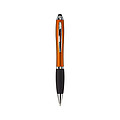 Plastové pero, čierna n., koniec ako stylus, oranžová
