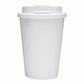Plastový dvojvrstvový hrnček s viečkom, 300 ml, biely