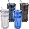 Plastový hrnček Archer o objeme 480 ml s dvojitou stenou, čierna
