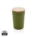Plastový hrnček s bambusovým viečkom, 300ml, zelený
