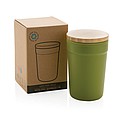 Plastový hrnček s bambusovým viečkom, 300ml, zelený