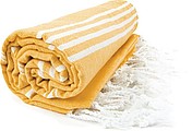 Plážová osuška HAMAM SULTAN, svetlooranžová/biela