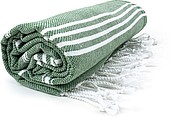 Plážová osuška HAMAM SULTAN, tmavozelená/biela