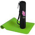 Podložka na jogu z recyklovaného plastu, v čiernom obale, zelená
