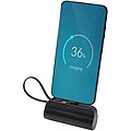 Powerbanka 5000 mAh 10W z recyklovaného plastu s konektorom typu C, sklápacím stojanom a káblom 2 v 2, čierna