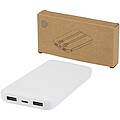 Powerbanka z recyklovaného plastu s kapacitou 10 000 mAh a výkonom 10 W s dvoma zabudovanými káblami, biela