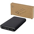 Powerbanka z recyklovaného plastu s kapacitou 10 000 mAh a výkonom 10 W s dvoma zabudovanými káblami, čierna