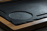 Servírovací podnos, kombinácia dreva a bridlice