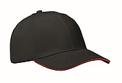 Šesťpanelová baseballová čiapka, čierna/červená
